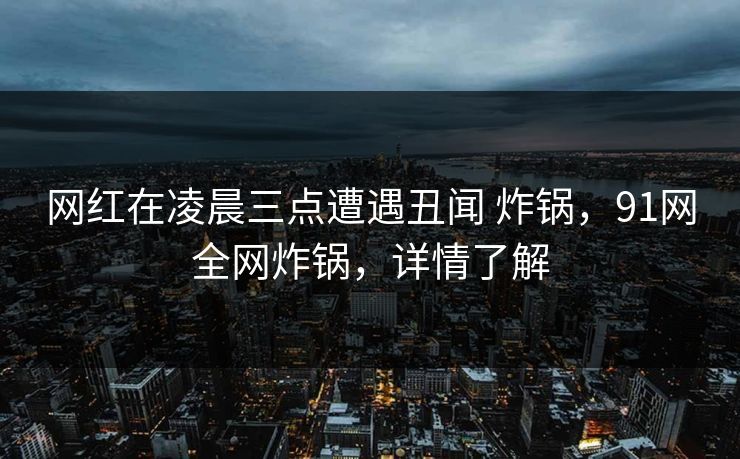 网红在凌晨三点遭遇丑闻 炸锅，91网全网炸锅，详情了解